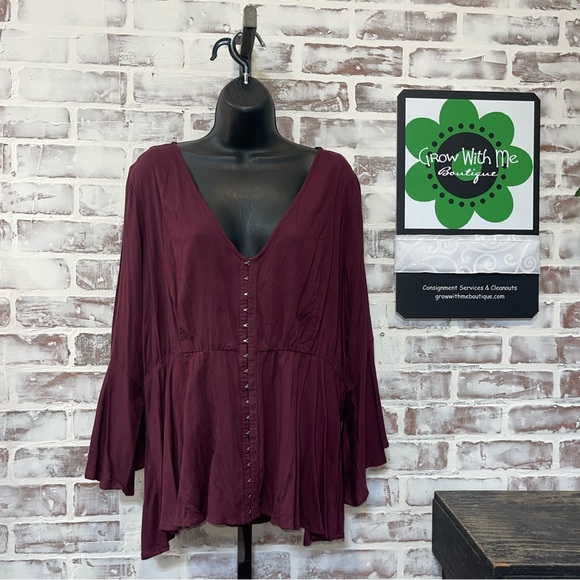 Torrid Women's Burgundy Button-Down Top 1X - Picture 1 of 5